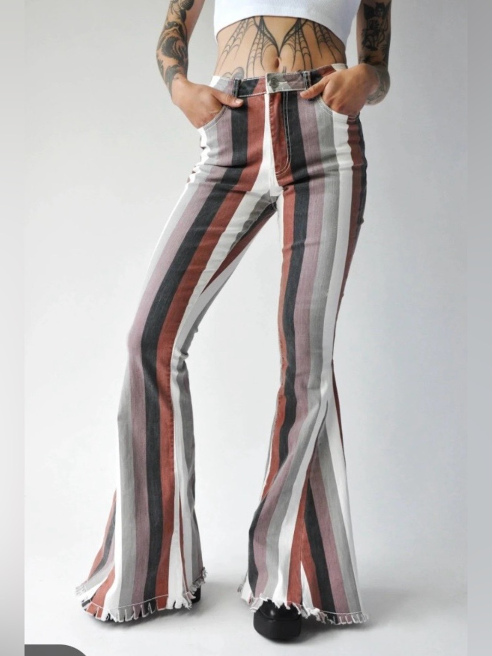 Saints & Hearts Super Flared Striped Pants - Picture 4 of 10